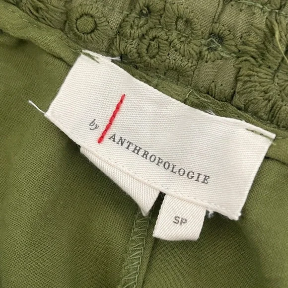Anthropologie Women’s Eyelet Cargo Jogger Pants Army Green Cotton Pocket Size SP - Picture 7 of 10